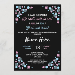 Baby shower Sexe Révéler Pink Blue Dots Invitation