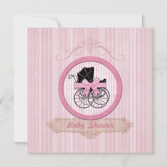 Baby Shower Shabby Chic Pink Invitation (Front)