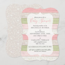 Baby Shower Shabby Pink & Sage Green Rustic Wood