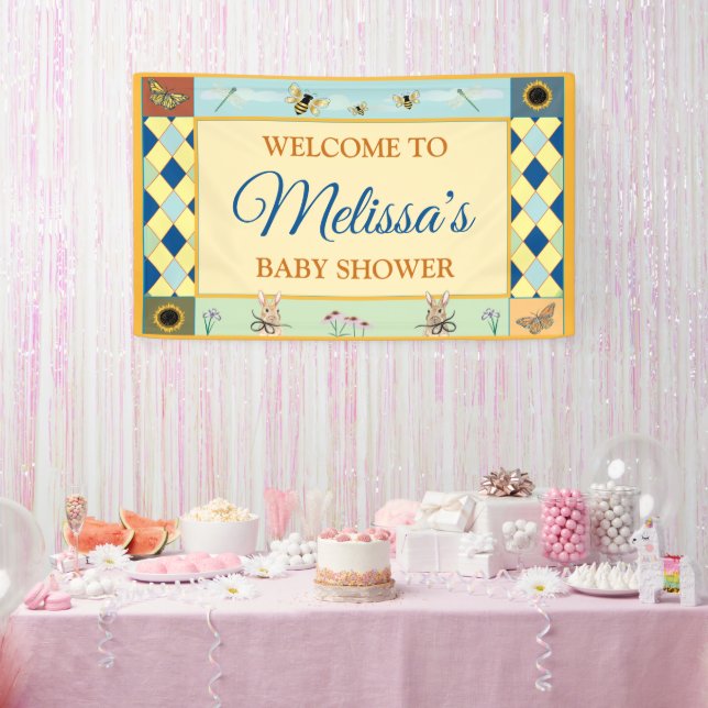 Baby Shower sign with Rabbit, Bee's & Butterflies  (Party)
