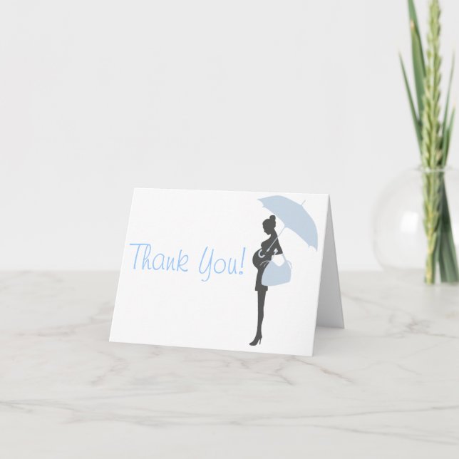 Baby shower Silhouette Bleu Merci Cartes (Devant)