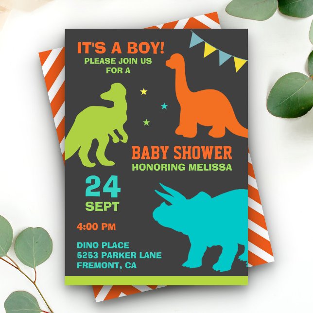 Baby shower Silhouette Dinosaur Cute Invitation (Créateur téléchargé)