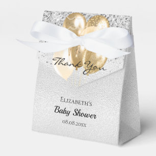 Baby Shower silver gold glitter balloons thank you Favor Box