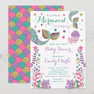 Baby shower Sirène Invitation Douche Or Rose