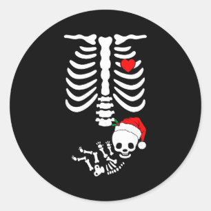 Baby Shower Skeleton Christmas Santa Pregnancy Ann Classic Round Sticker