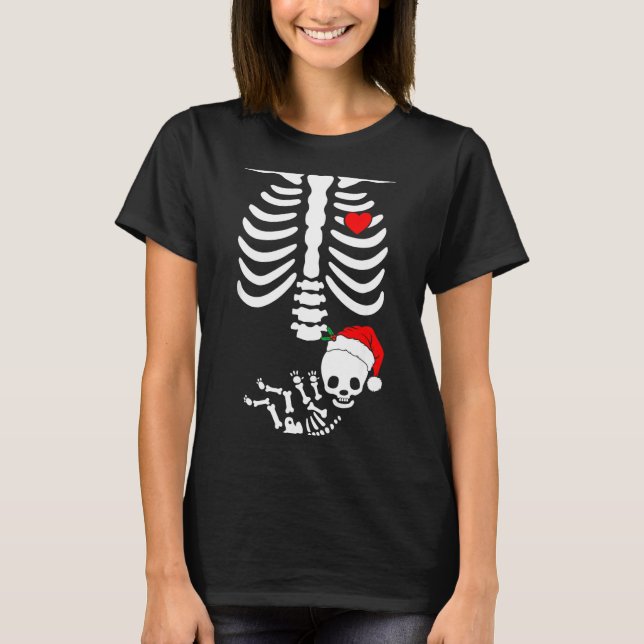Baby Shower Skeleton Christmas Santa Pregnancy Ann T-Shirt (Front)