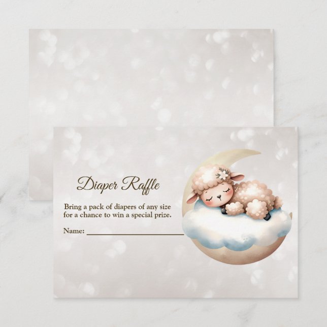 Baby Shower Sleeping Baby Animal Diaper Raffle Enclosure Card (Front/Back)