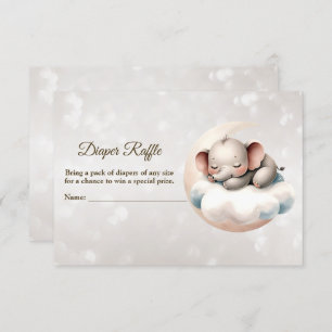 Baby Shower Sleeping Baby Elephant Diaper Raffle Enclosure Card