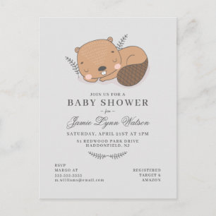 BABY SHOWER   Sleepy Beaver Invitation Postcard