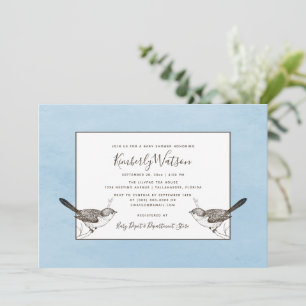 Baby shower Songbird Pair   Invitation bleue