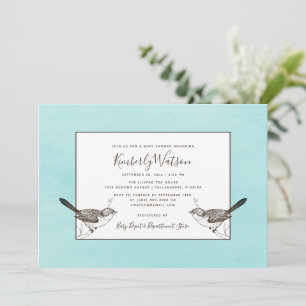 Baby shower Songbird Pair Invitation Turquoise