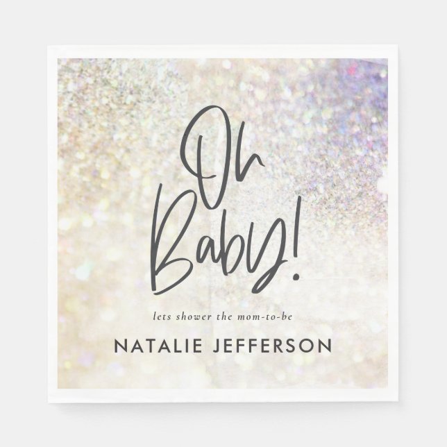 Baby shower sparkle glitter diamond party decor napkin (Front)