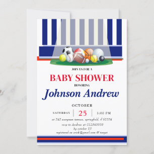 Baby shower Sport personnel Invitation Bleu