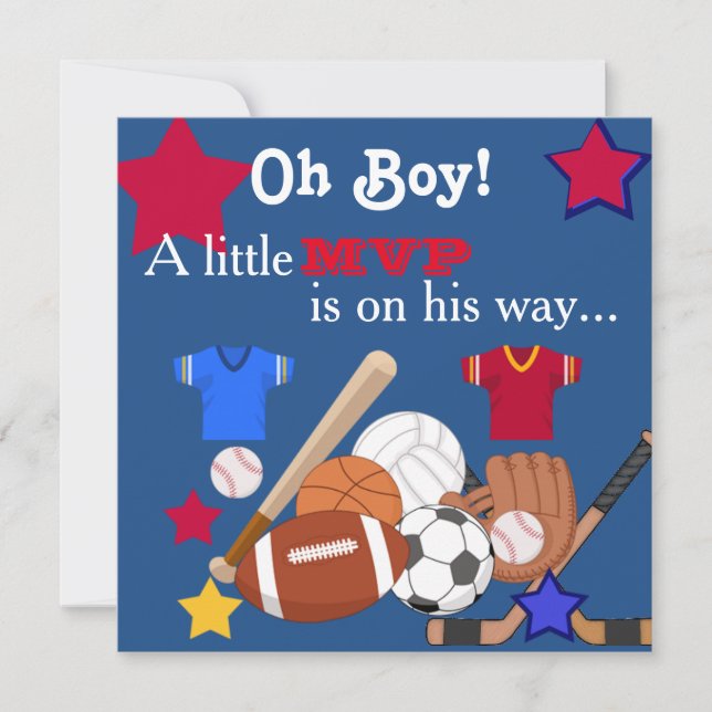 Baby shower sportif Cute Boys Invitation HOCKEY (Devant)