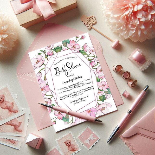 Baby Shower Spring Pink Floral Invitation (Creator Uploaded)