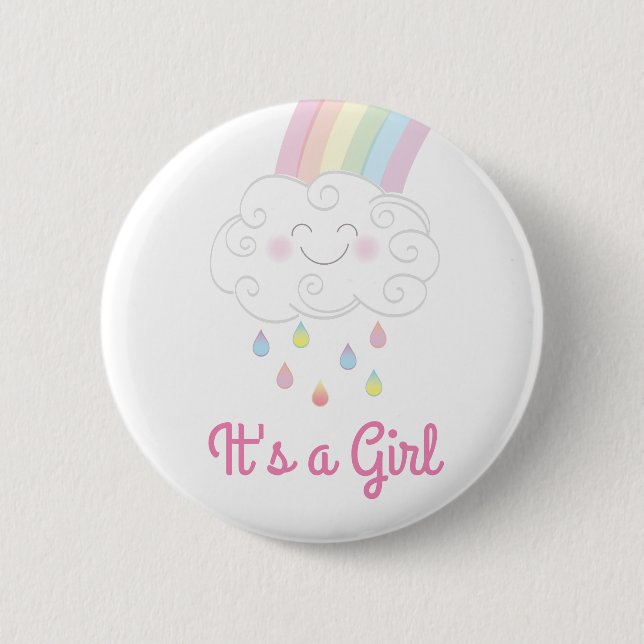  Baby Shower Sprinkle Rainbow Raindrop Cloud 2 Inch Round Button (Front)
