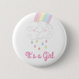  Baby Shower Sprinkle Rainbow Raindrop Cloud 2 Inch Round Button
