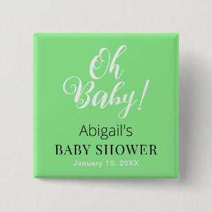 Baby Shower Square Button Personalized Text Design