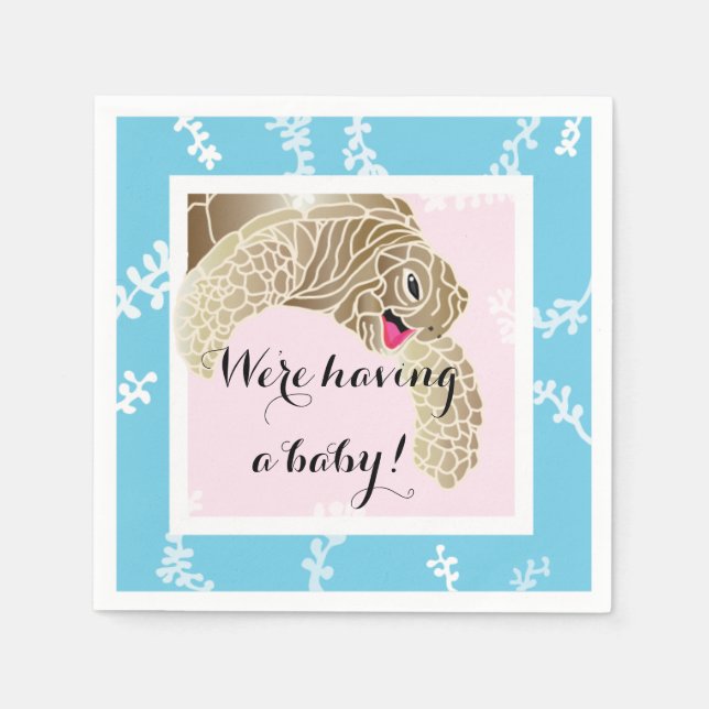 Baby Shower Standard Cocktail Napkin Turtle Pk/Tq (Front)