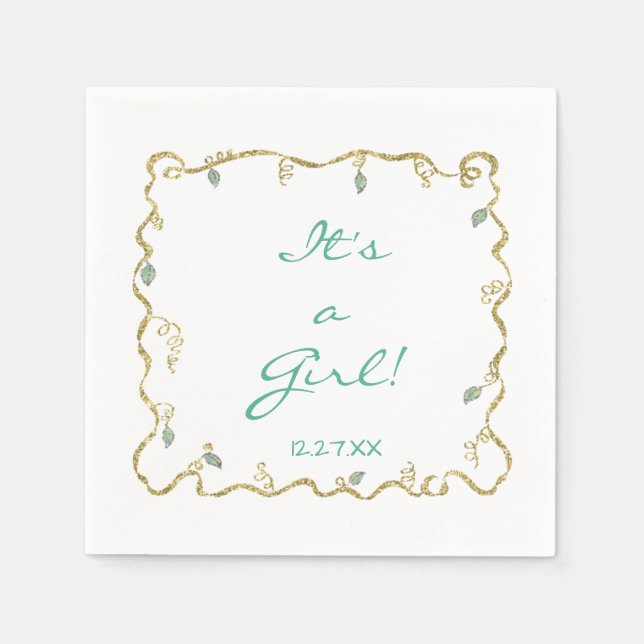 Baby Shower Standard Napkin "Glittery Castle" (Front)
