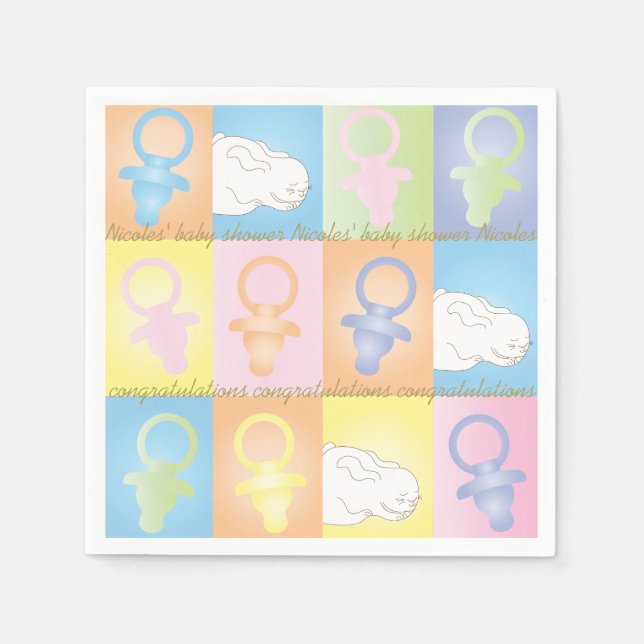 Baby Shower Standard Napkin "Paci Bunny" (Front)