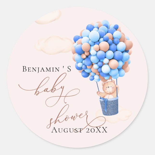 Baby shower Sticker Bear Balloons Chocolat (Devant)