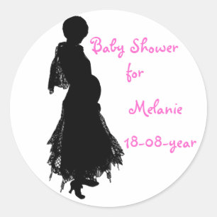 Baby Shower sticker, classy Classic Round Sticker
