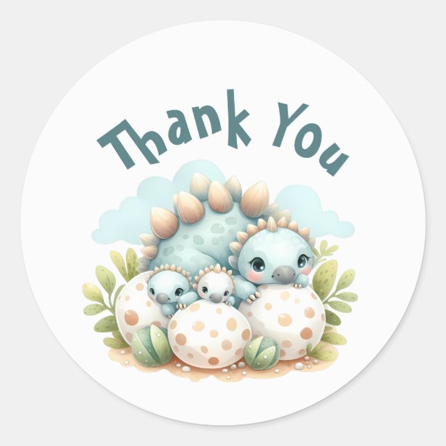 Baby Shower Sticker Dinosaur Dino Mite Party (Devant)