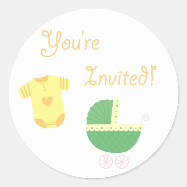 Baby Shower Sticker, Generic Classic Round Sticker (Front)