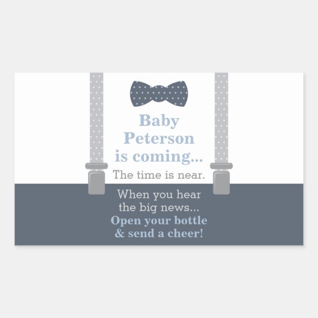 Baby Shower Sticker, Little Man, Bow Tie Sticker (Front)
