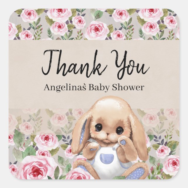 Baby shower sticker with cute design. (Front)