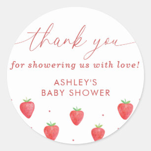 Baby Shower Stickers, Strawberry Baby Shower Favou Classic Round Sticker