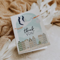 Baby shower Stork Boho Carte de remerciements d'ar