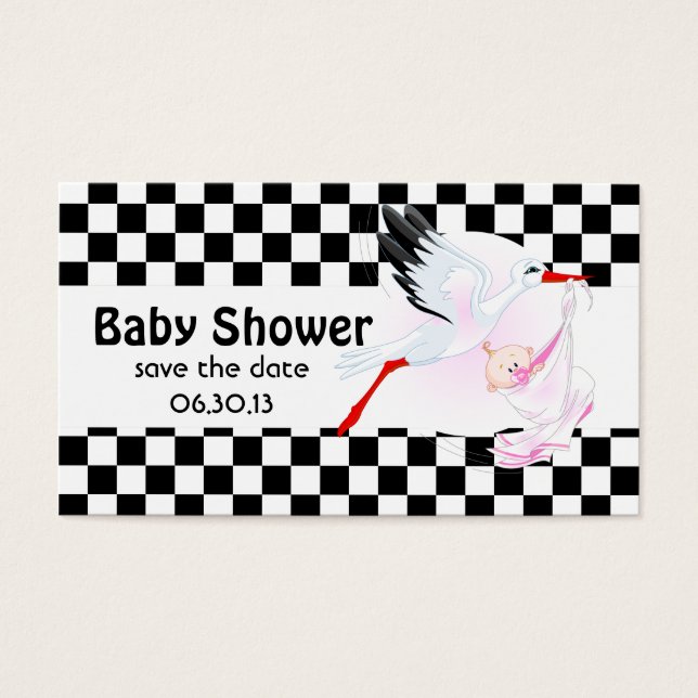 Baby shower Stork et Checkerboard Enregistrer la d (Devant)