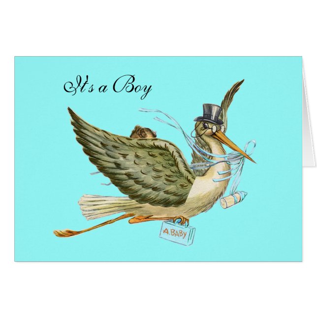 BABY SHOWER STORK GARY (Devant horizontal)