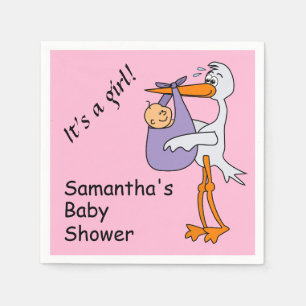 Baby Shower Stork Its a Girl Personalized Napkins