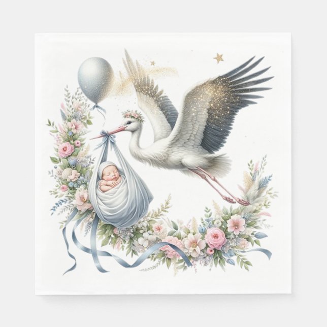 Baby Shower Stork  Napkin (Front)