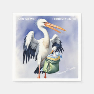 BABY SHOWER. stork with a bag Napkin