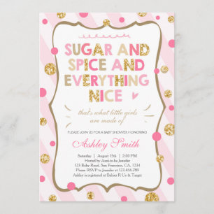 Baby shower sucre et épices Invitation fille rose
