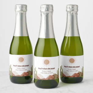 Baby Shower Sun and desert themed Sparkling Wine Label