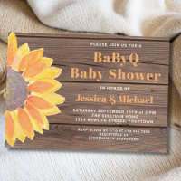 Baby shower Sunflow Wood BBQ Couples Invitation