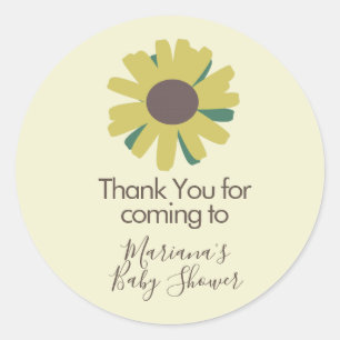 Baby Shower Sunflowers Greenery Thank You Classic Round Sticker