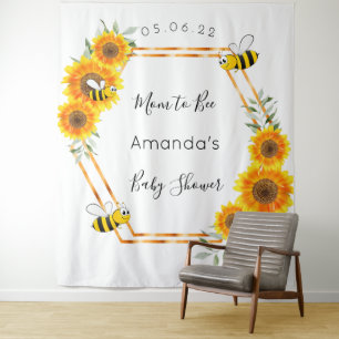 Baby Shower sunflowers Mom to bee gender neutral Tapestry