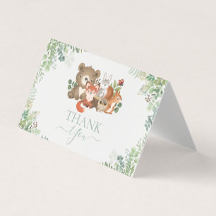 Baby shower sur les animaux des bois Merci    Encl