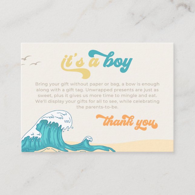 Baby shower surf carte cadeau non emballé (Devant)