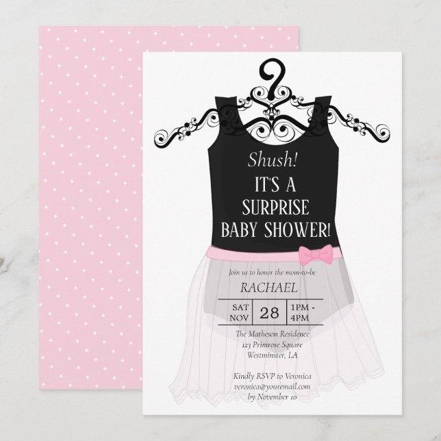 Baby shower surprise Ballerina Invitation (Devant / Derrière)