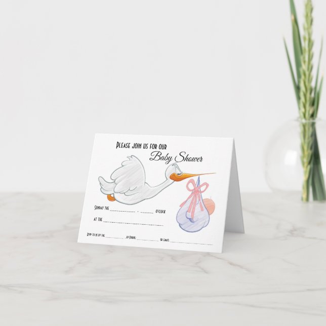 Baby shower table stand folded invitation (Front)