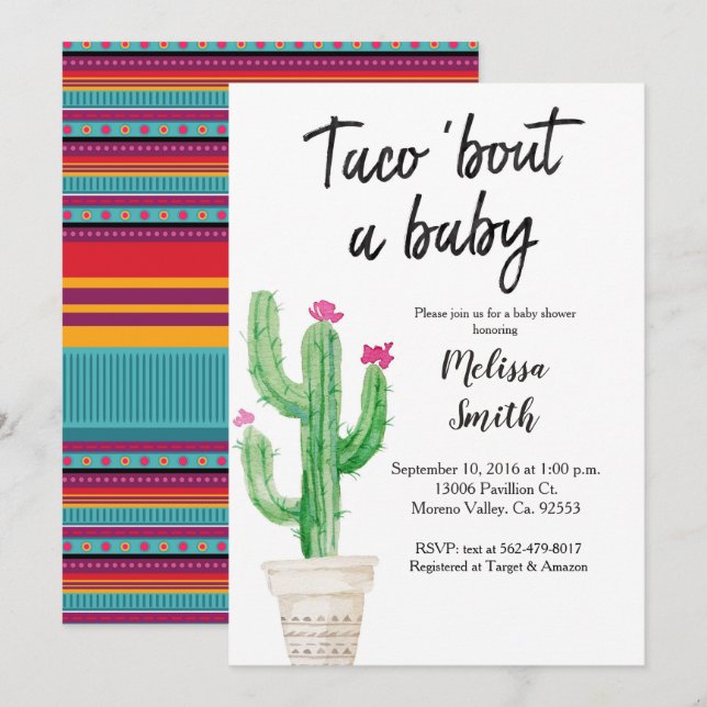 Baby shower Taco Bout Baby Invitation (Devant / Derrière)
