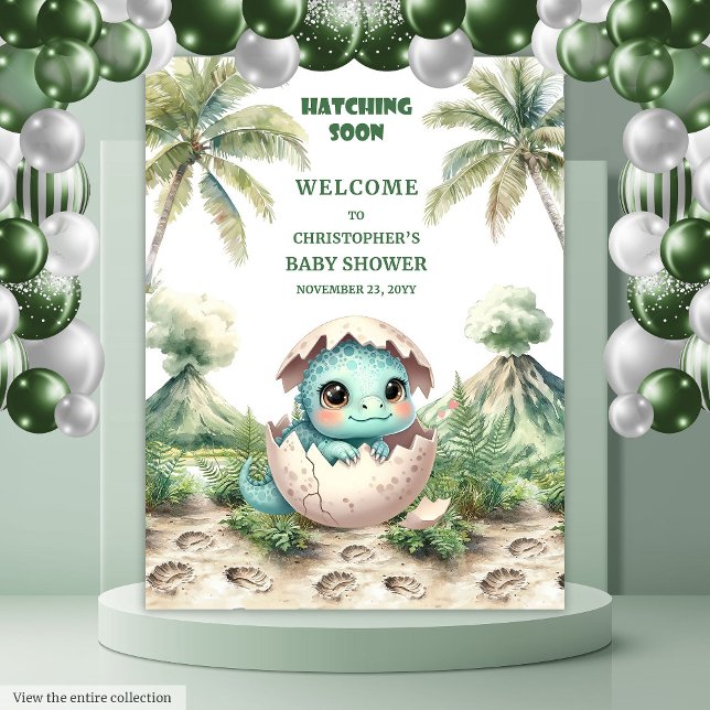 Baby shower Tapisserie Hatching Bientôt mignon Din (Baby Shower Tapestry Hatching Soon Cute Dino)