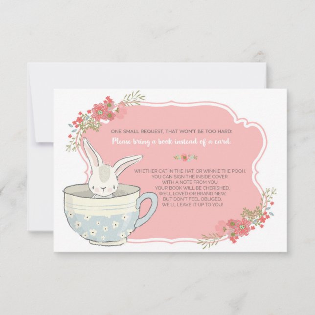 Baby Shower Tea Party Bring a Book Card Insert (Front)